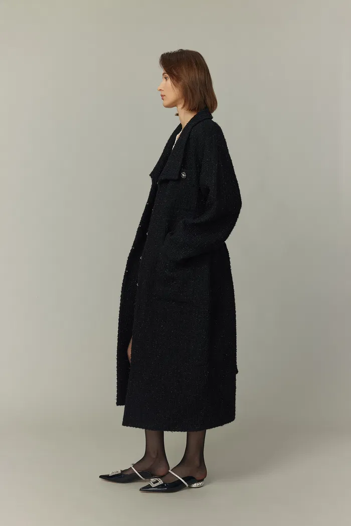 Hortensia Coat in Wool Blend Metallic Thread Tweed - Image 4