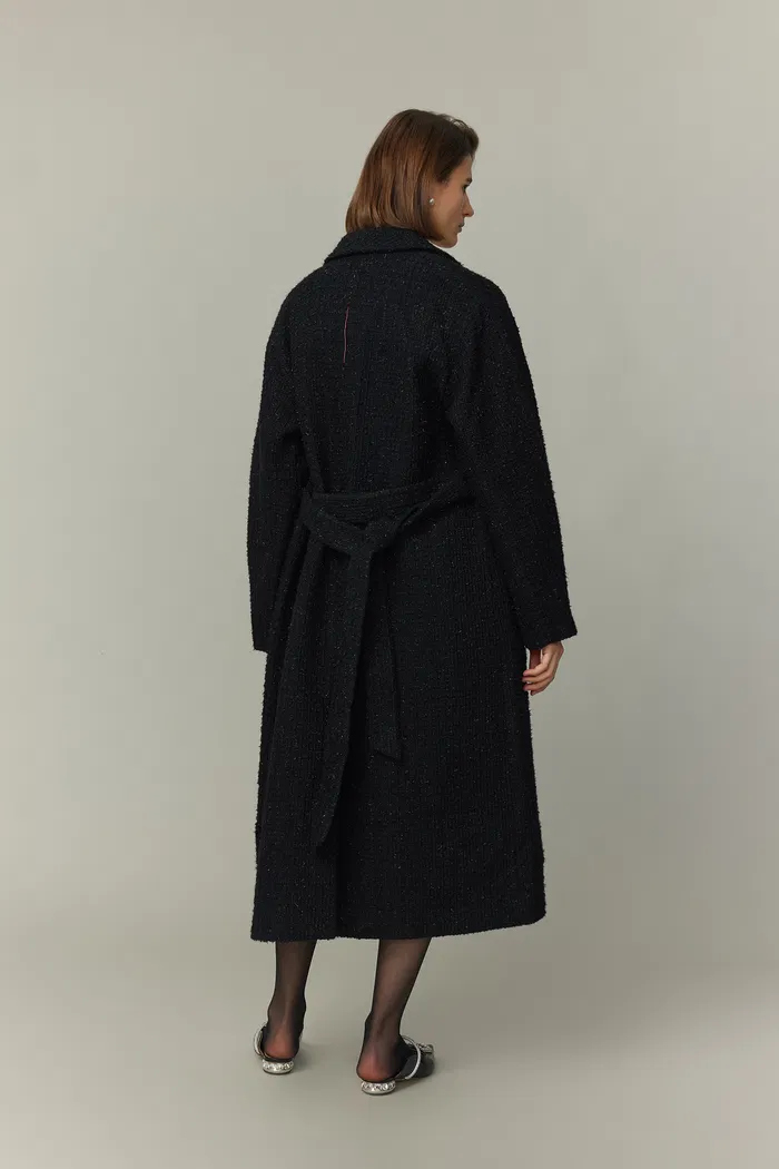 Hortensia Coat in Wool Blend Metallic Thread Tweed - Image 5