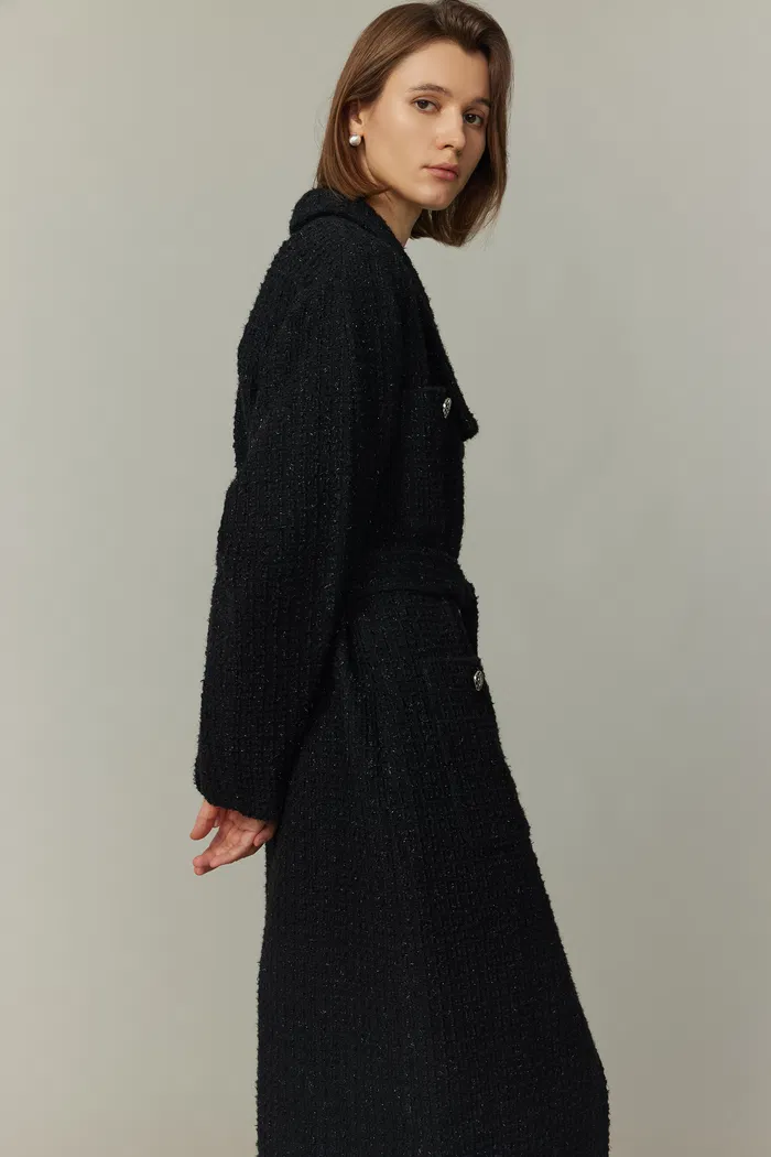 Hortensia Coat in Wool Blend Metallic Thread Tweed - Image 6