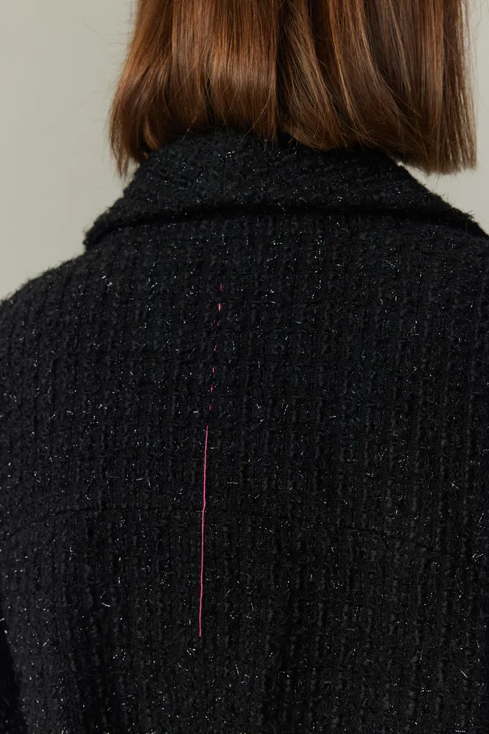 Hortensia Coat in Wool Blend Metallic Thread Tweed - Image 7