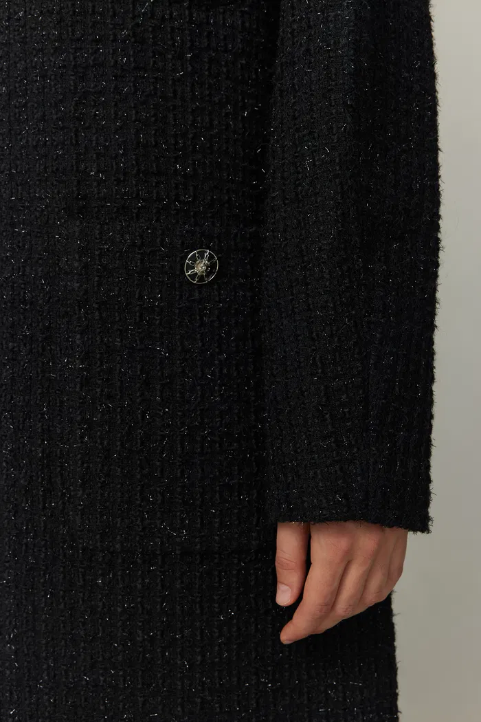 Hortensia Coat in Wool Blend Metallic Thread Tweed - Image 8