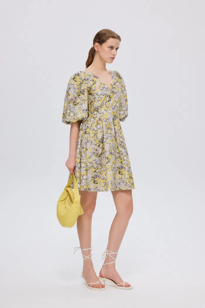 Hyacinth Floral Mini Dress in Mulberry Silk Blend - Image 4