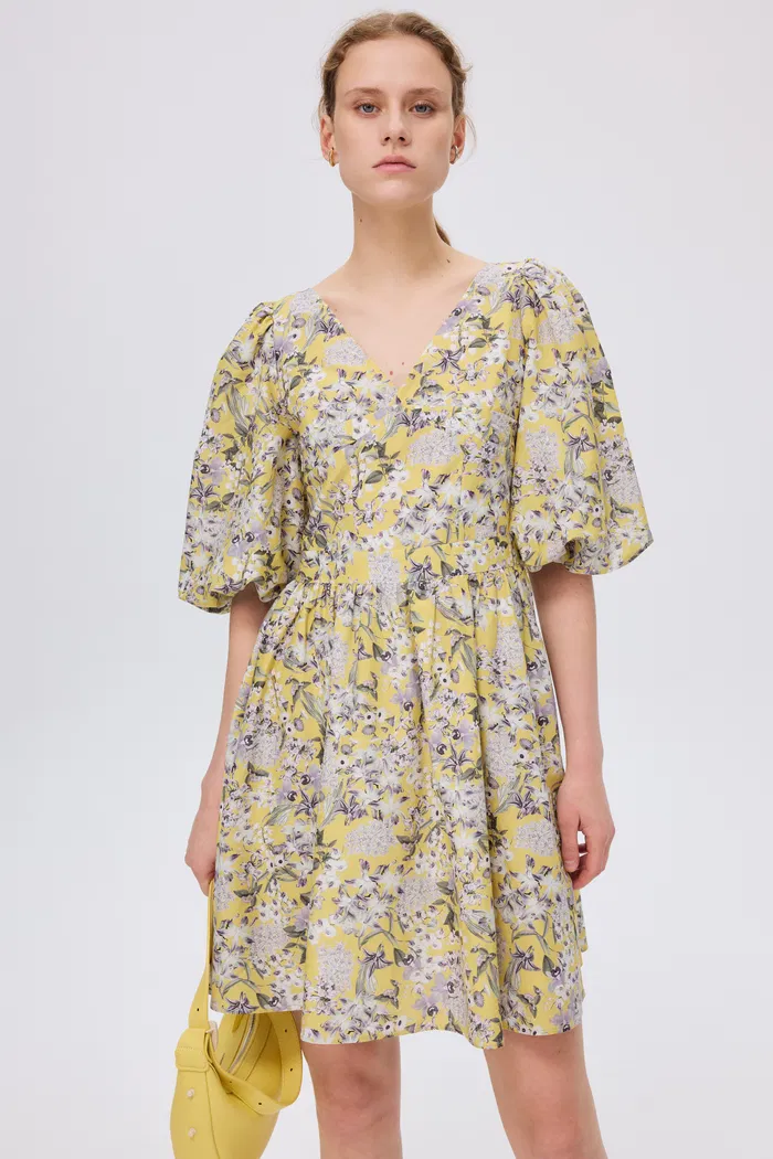 Hyacinth Floral Mini Dress in Mulberry Silk Blend - Image 5