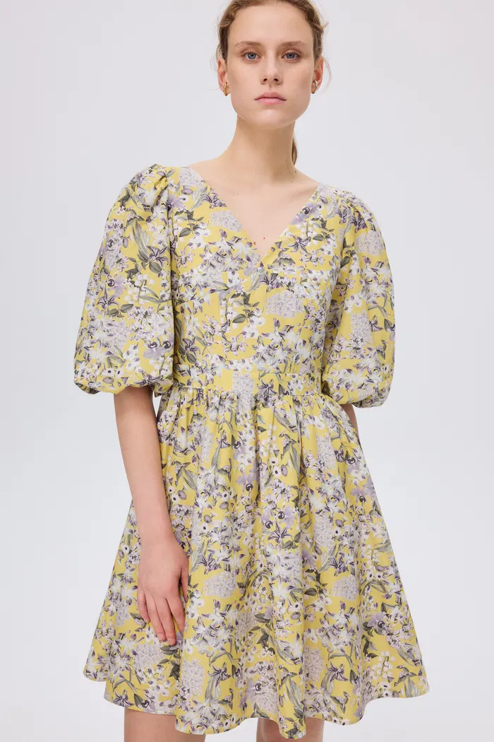 Hyacinth Floral Mini Dress in Mulberry Silk Blend - Image 6