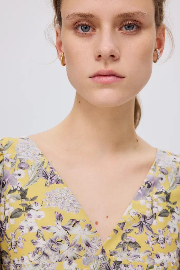 Hyacinth Floral Mini Dress in Mulberry Silk Blend - Image 7