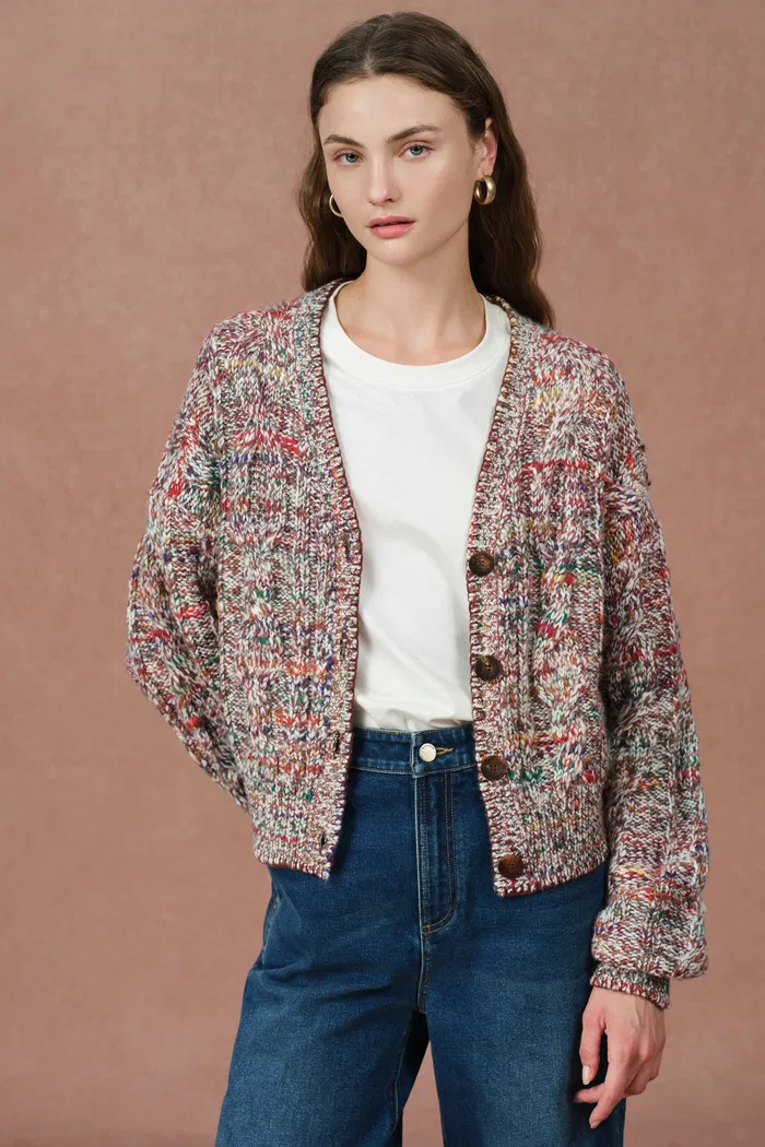 Hygge Irregular Cable Cardigan in Merino Wool - Image 4