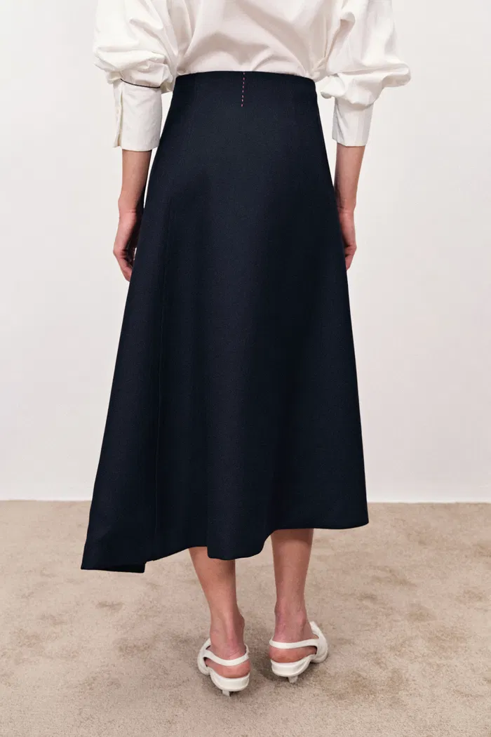 Ilse Asymmetric Midi Skirt in Fine Wool Blend - Image 4