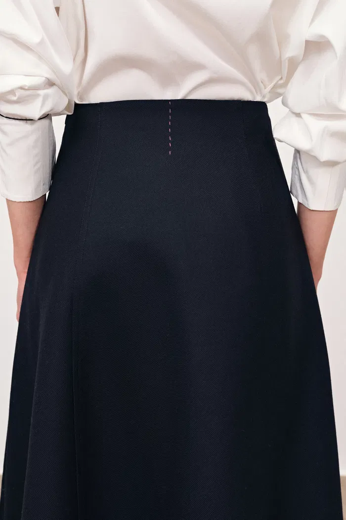 Ilse Asymmetric Midi Skirt in Fine Wool Blend - Image 5