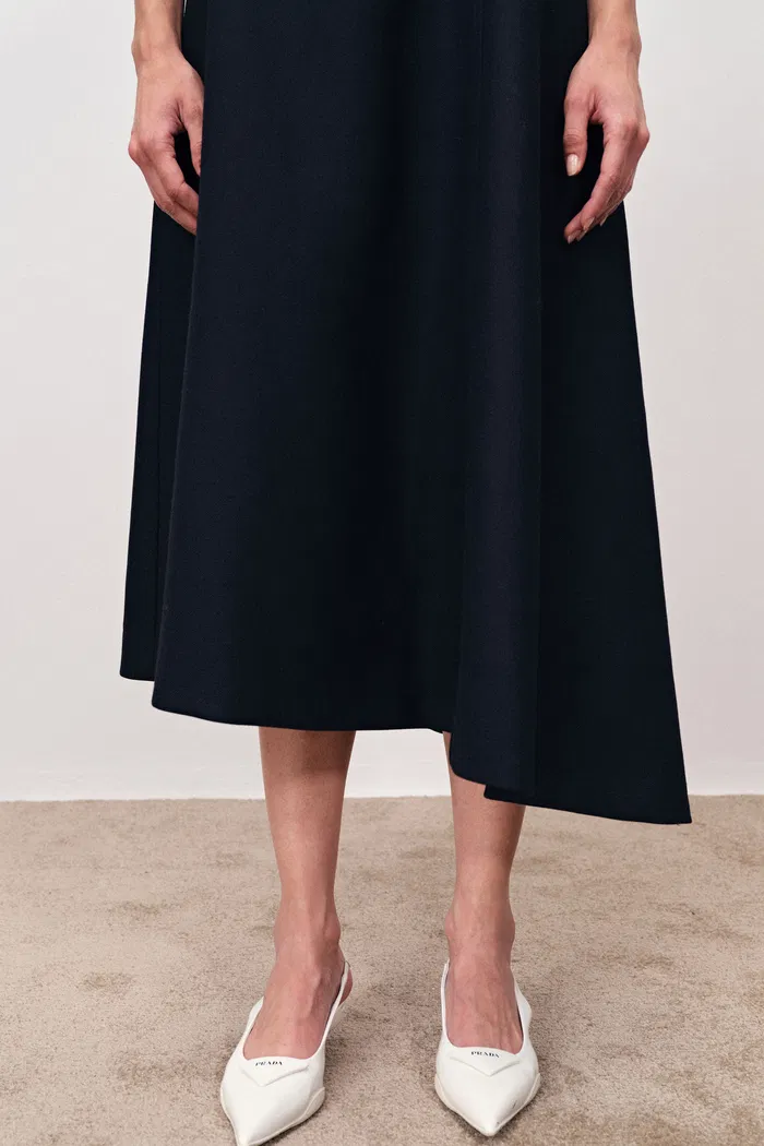 Ilse Asymmetric Midi Skirt in Fine Wool Blend - Image 6