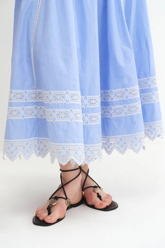 Imperia Embroidered Skirt in Premium Cotton Poplin - Image 7