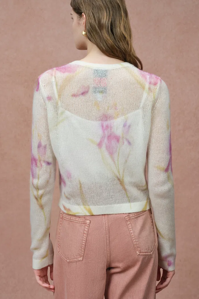 Irida Iris and Lily Print Knit Cardigan in Merino-Mohair Blend - Image 6
