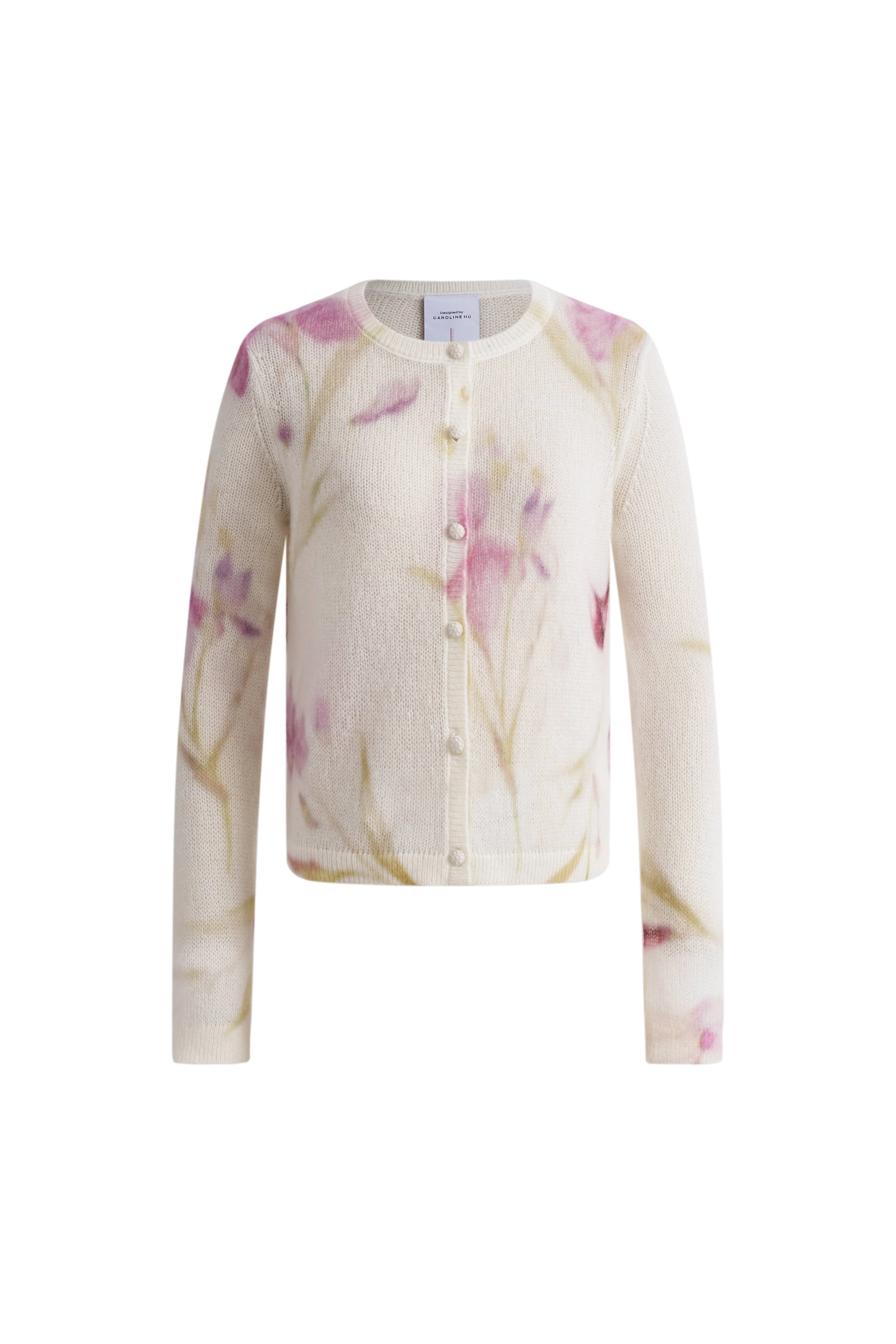 Irida Iris and Lily Print Knit Cardigan in Merino-Mohair Blend - Image 9