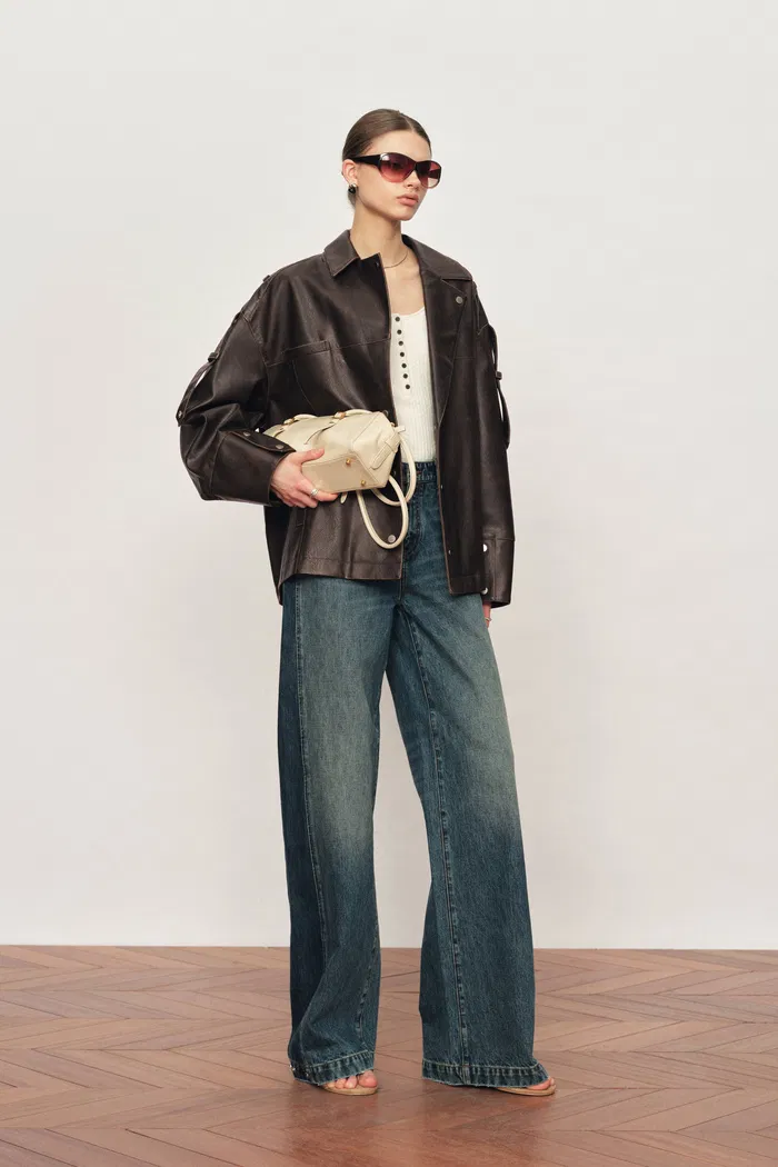 Irina Vintage Biker Jacket in Vegan Leather - Image 3