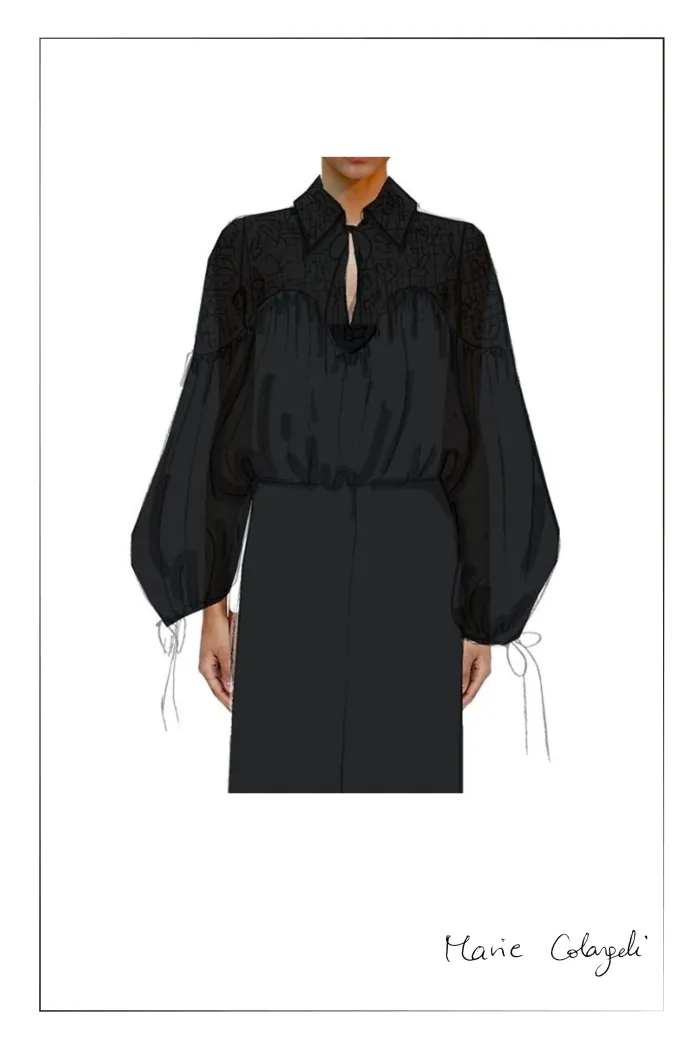 Iris Lacework Blouse in Crepe Georgette - Image 6