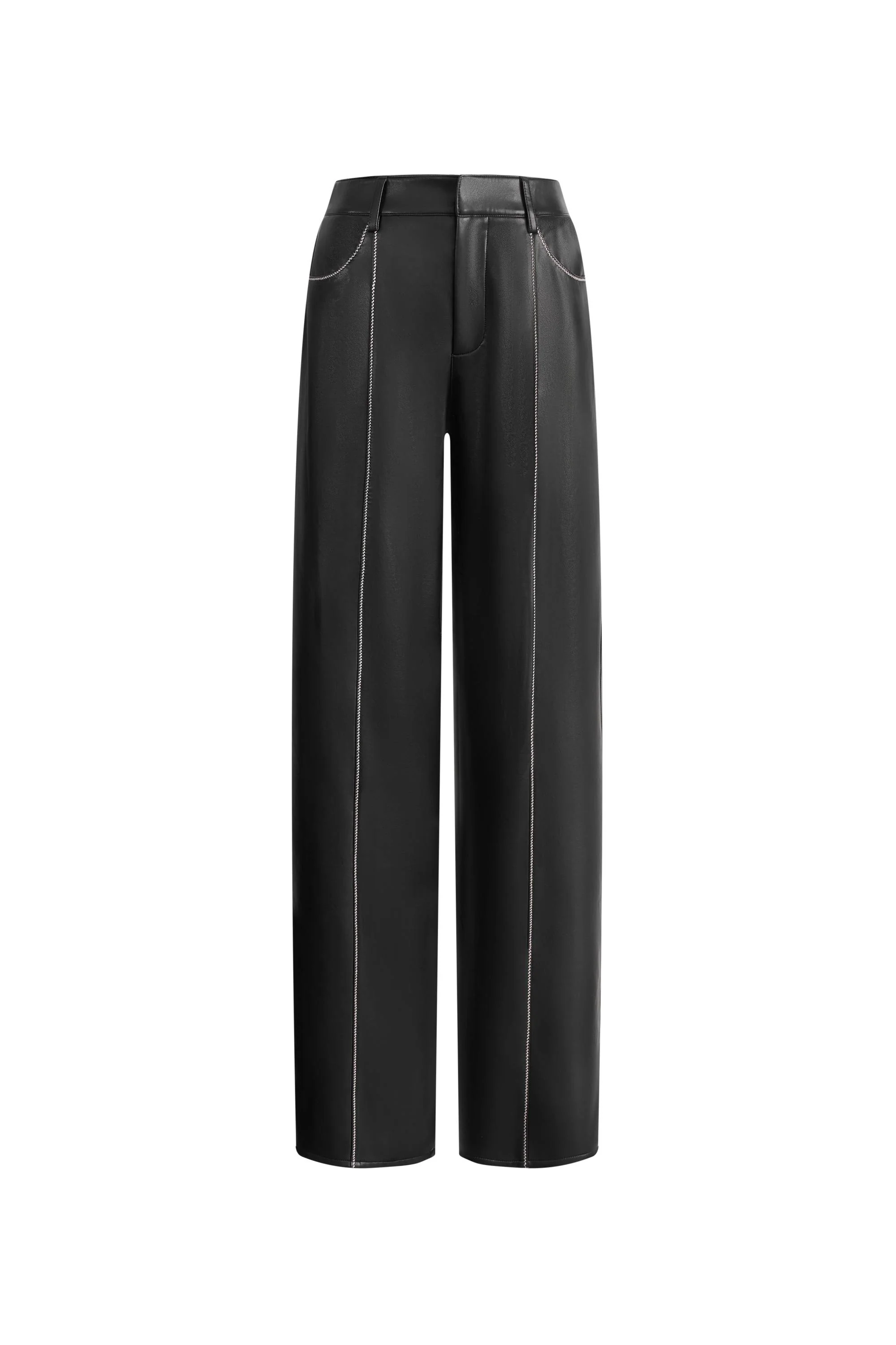 Iris Quilted Contrast Stitching Pants in Faux Leather - Image 7