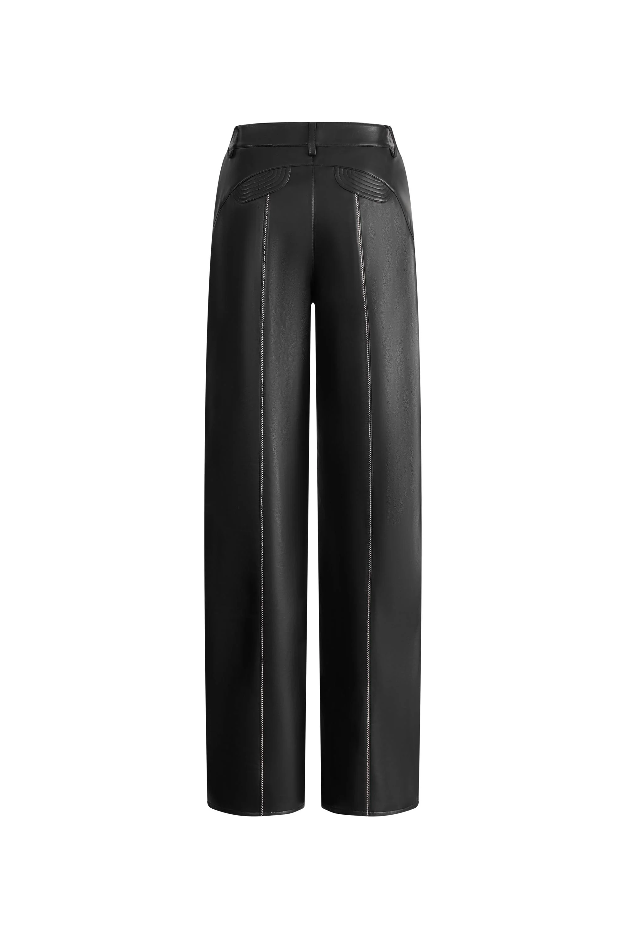 Iris Quilted Contrast Stitching Pants in Faux Leather - Image 8