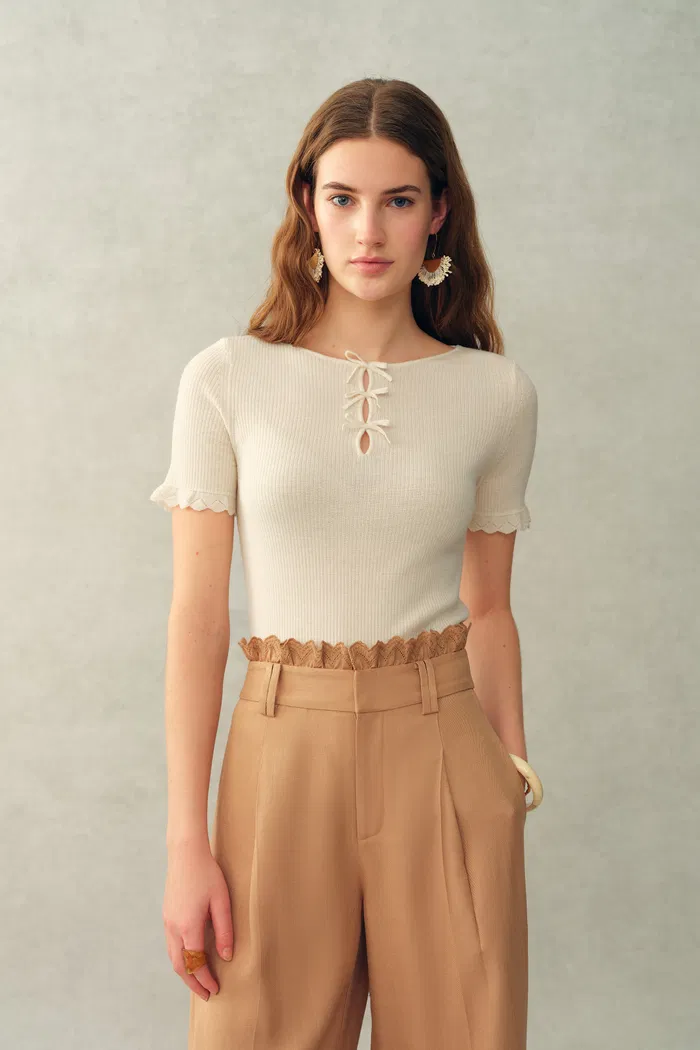 Iris Wool Base Layer Top in Sheep Wool Knit - Image 2