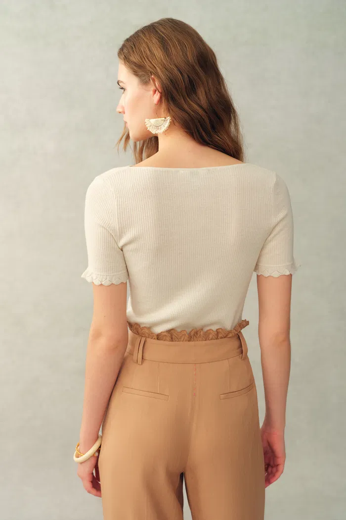 Iris Wool Base Layer Top in Sheep Wool Knit - Image 4