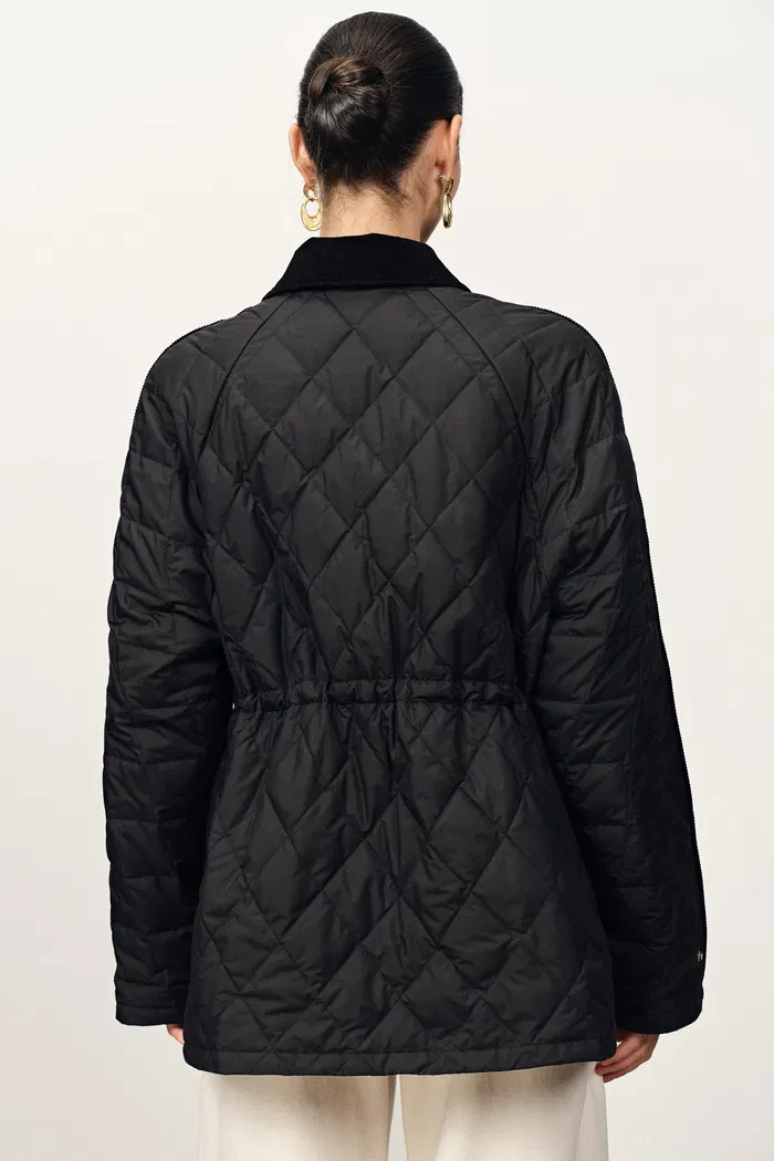 Isla Contrast Collar Quilted Down Jacket in Water-Resistant Cotton - Image 6