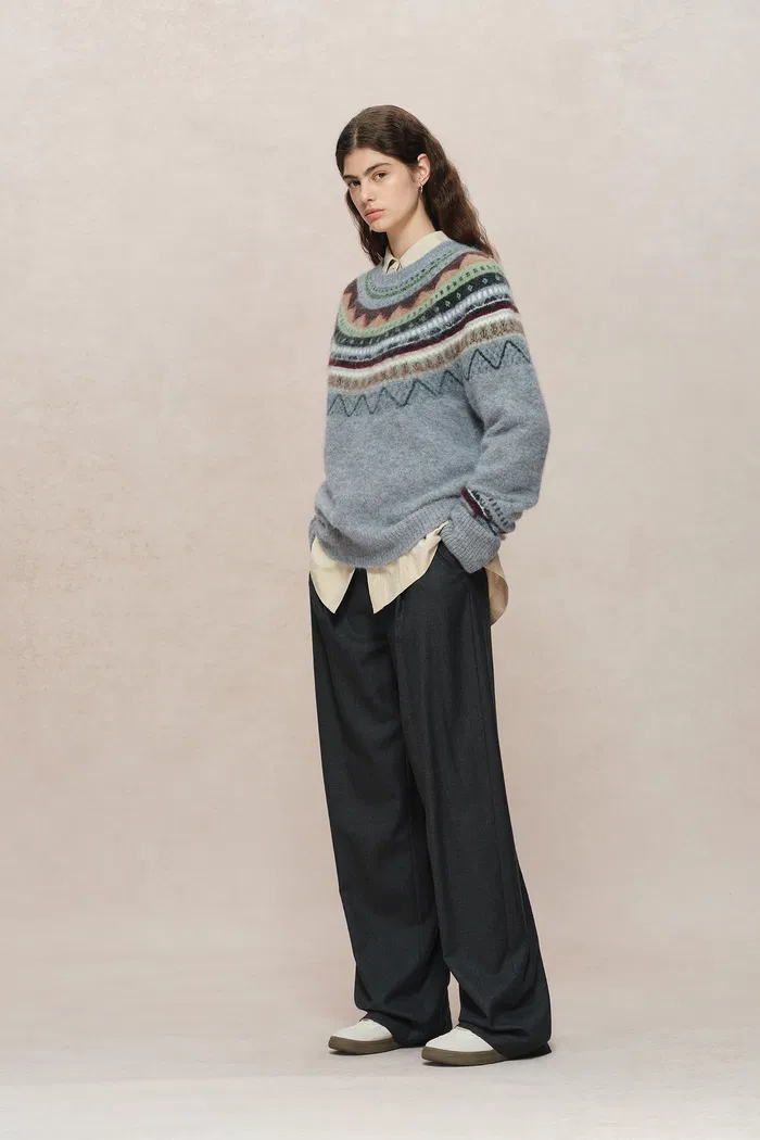 Islay 13 colors Fair Isle Pullover Sweater in Baby Alpaca Knit - Image 3
