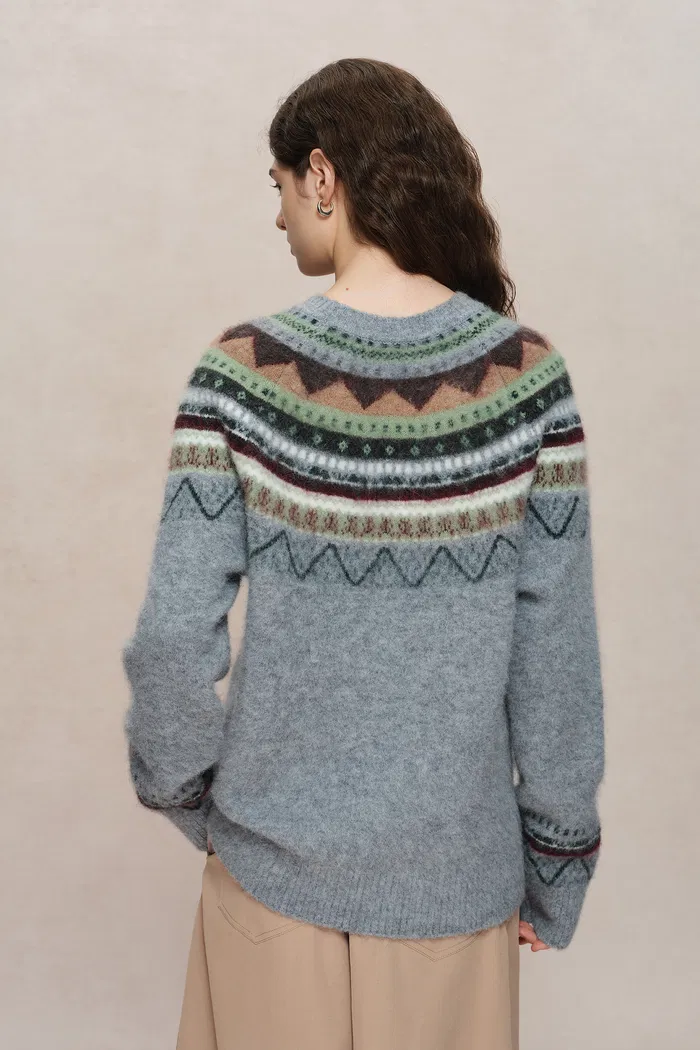 Islay 13 colors Fair Isle Pullover Sweater in Baby Alpaca Knit - Image 5