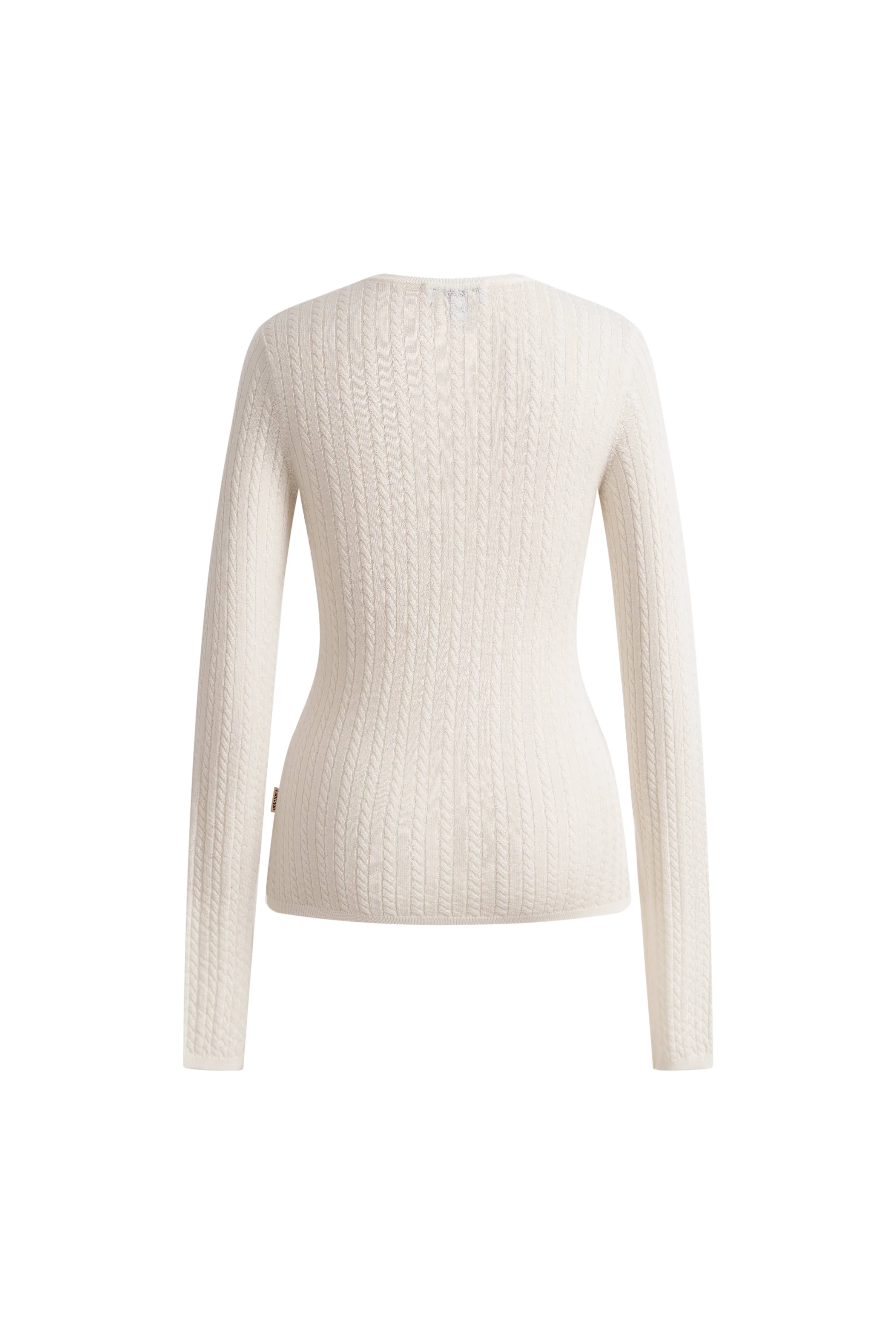 Issac Lightweight Long Sleeve Sweater in Merino Wool Cable Knit - Image 9