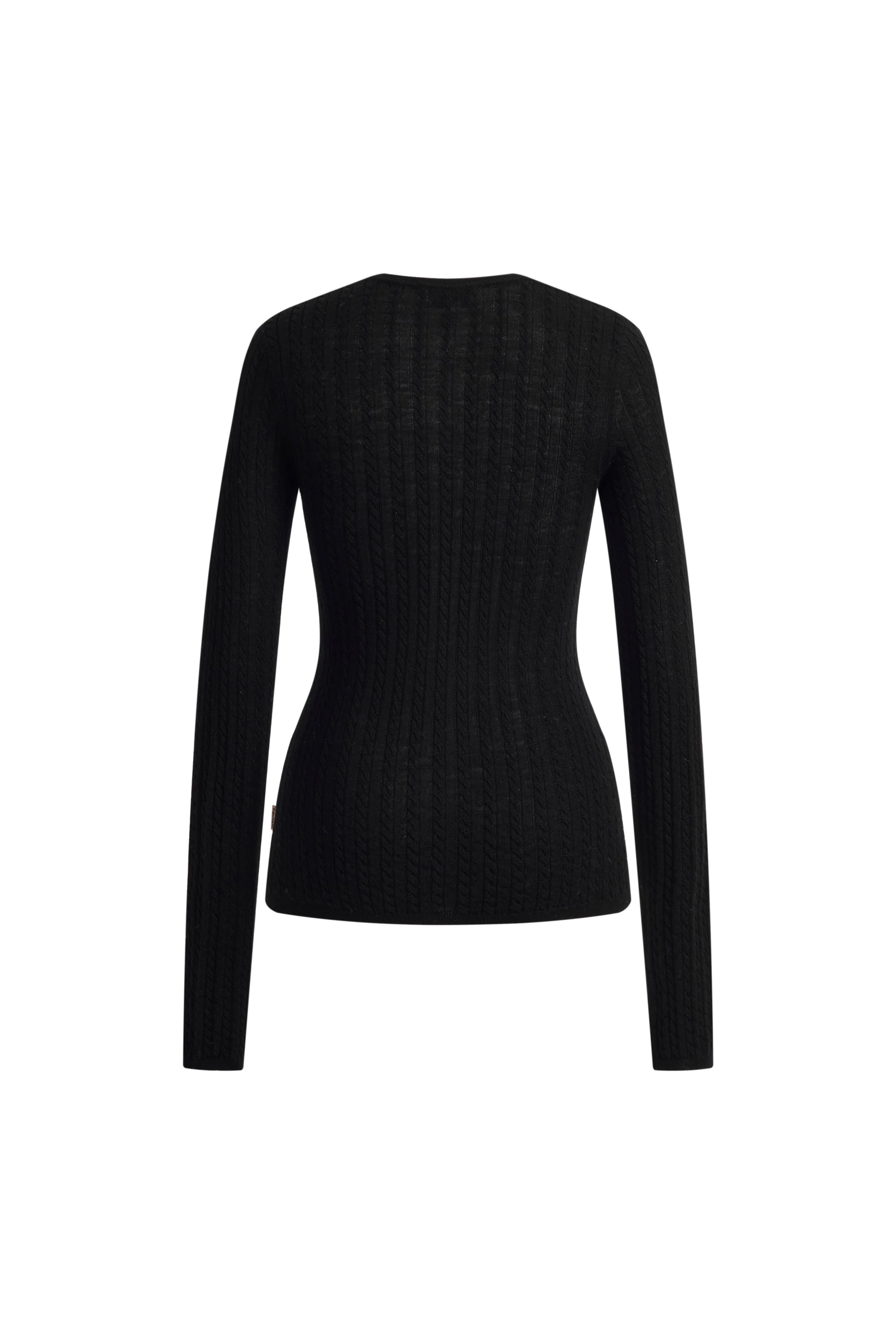 Issac Lightweight Long Sleeve Sweater in Merino Wool Cable Knit - Image 9
