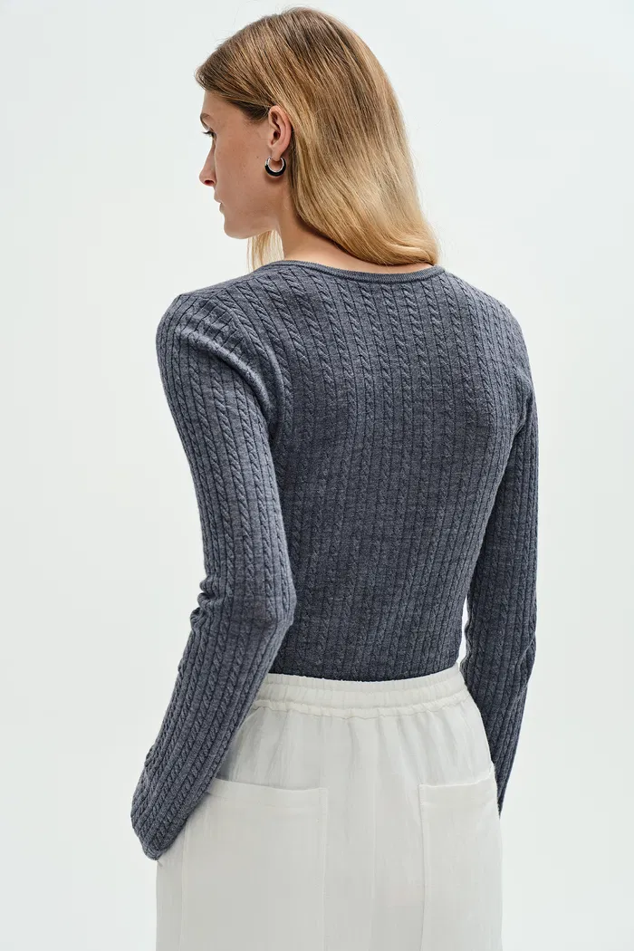 Issac Long Sleeve Pullover in Australian Merino Yarn Knit - Image 5