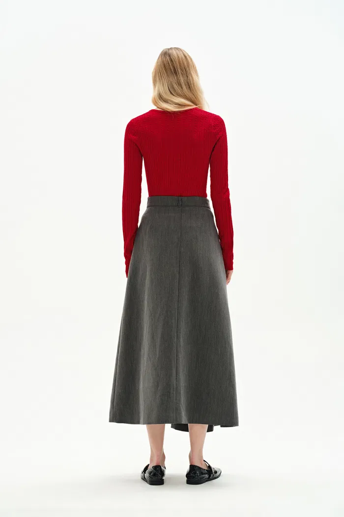 Issac Red Long Sleeve Pullover in Australian Merino Yarn Knit - Image 4