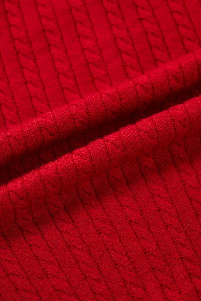 Issac Red Long Sleeve Pullover in Australian Merino Yarn Knit - Image 9