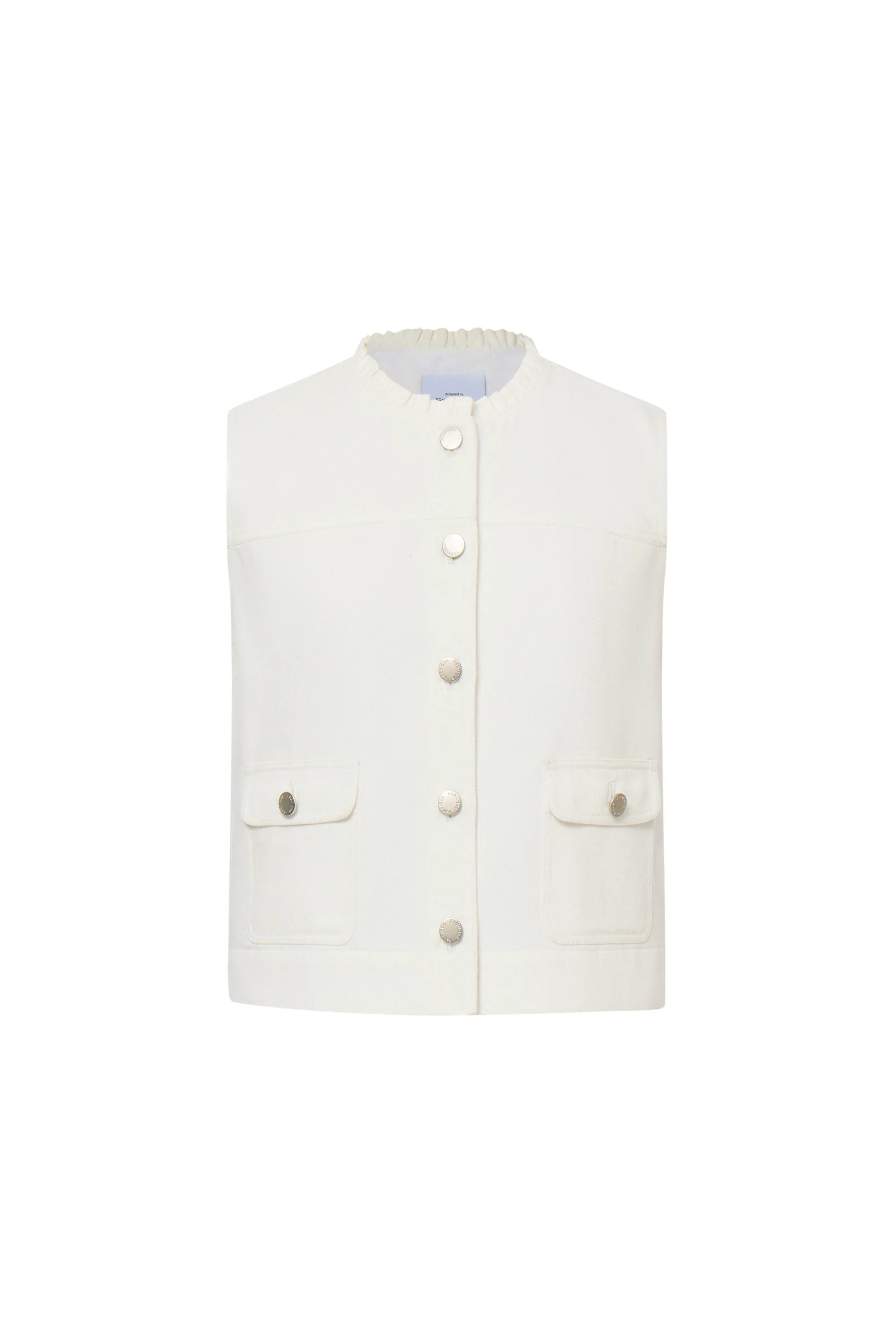 Ivan Ruffled Denim Vest in Technical Lyocell Denim - Image 11