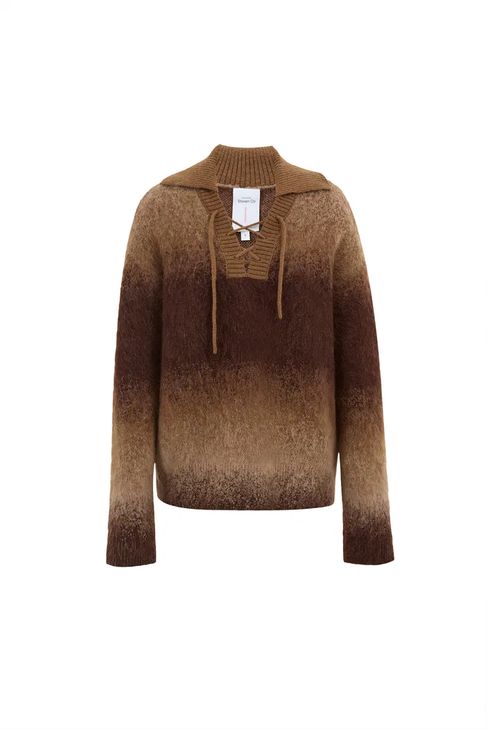Ivy Collared Sweater in Kid Mohair Wool Knit - Image 10