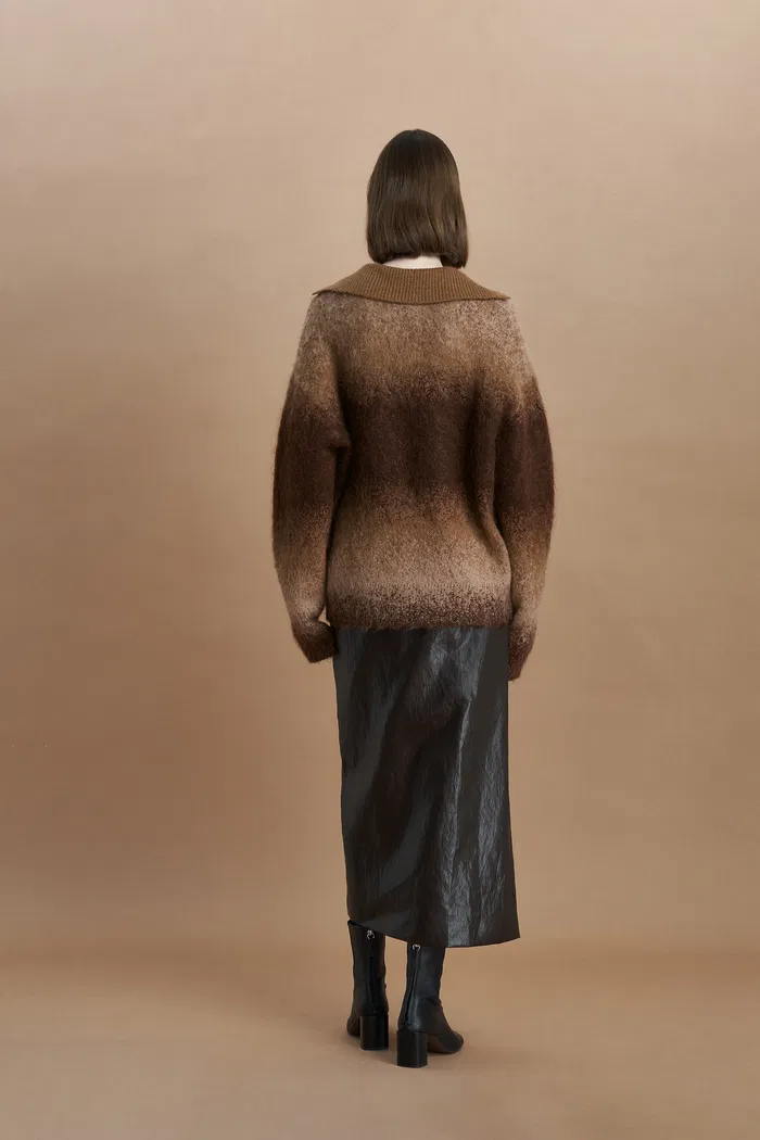 Ivy Collared Sweater in Kid Mohair Wool Knit - Image 6
