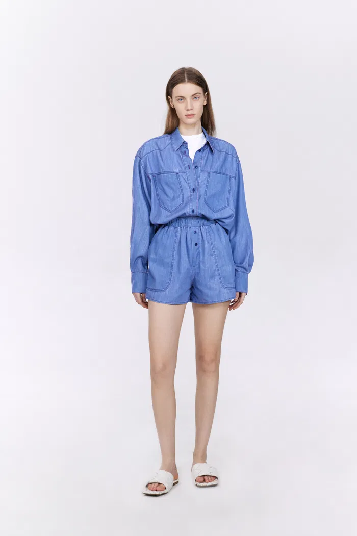 Ivy Sun Protective Lightweight Shorts in UPF50+ Tencel Denim - Image 2