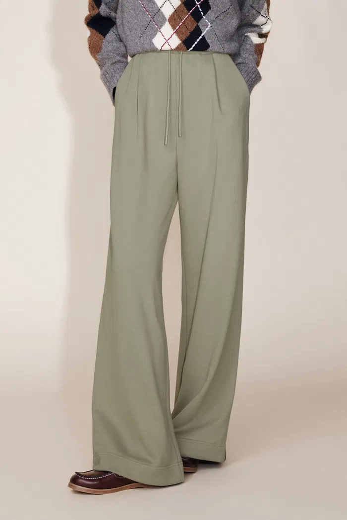 Jane Contrast Trimmed Lapel Zip Up Sweatshirt and Pants Matching Sets in  Cotton - Image 5