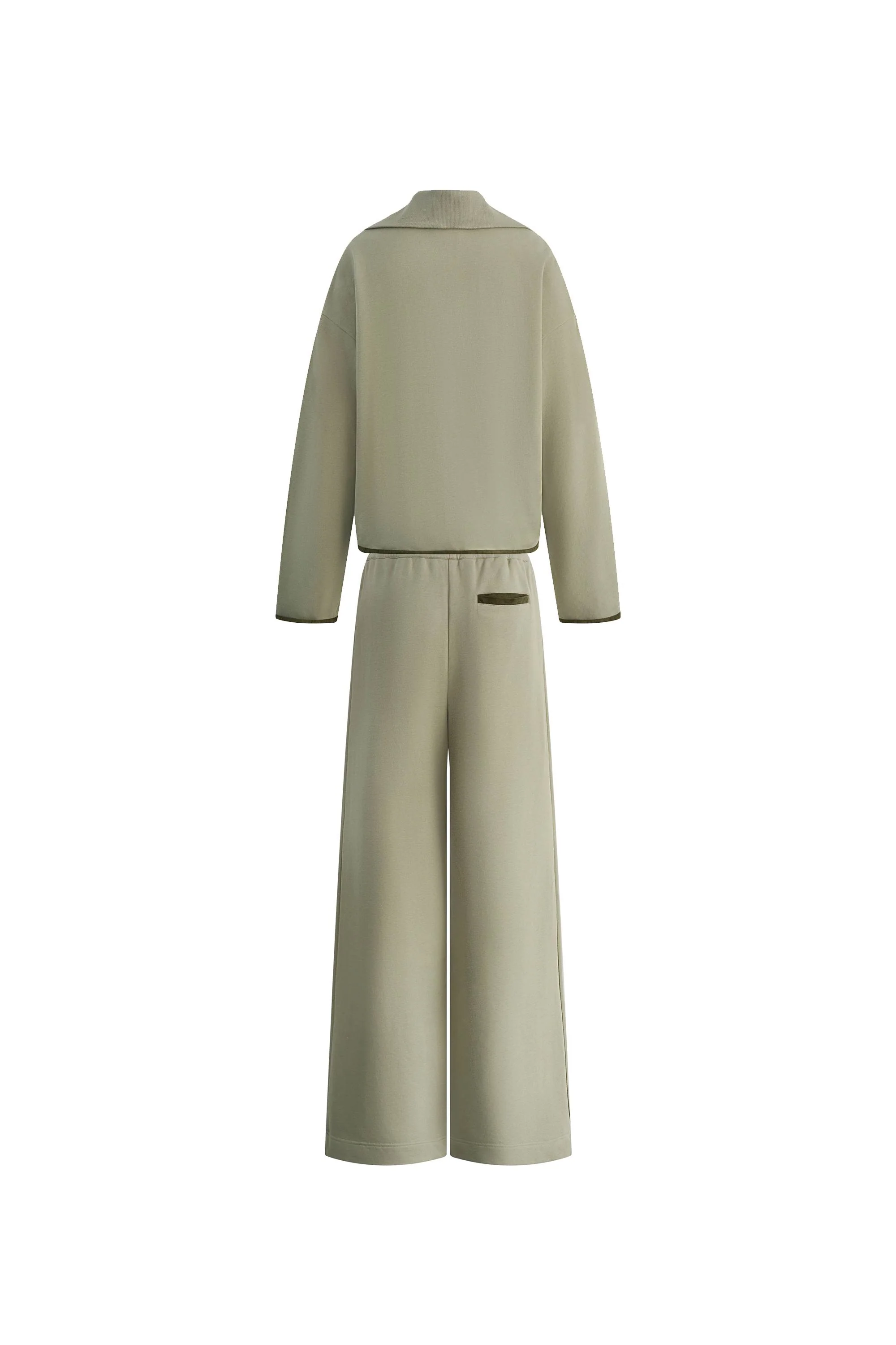 Jane Contrast Trimmed Lapel Zip Up Sweatshirt and Pants Matching Sets in  Cotton - Image 8