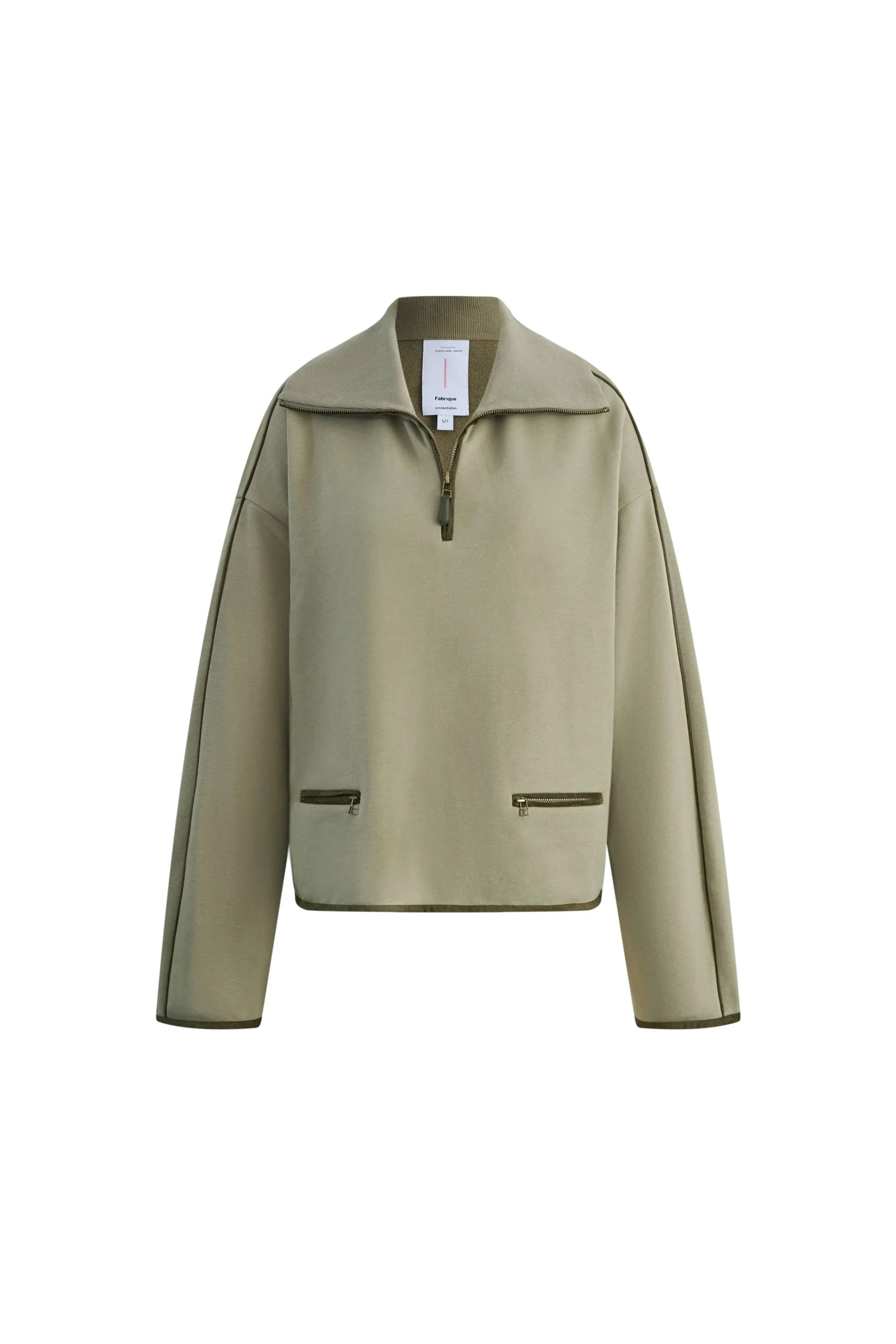Jane Contrast Trimmed Lapel Zip Up Sweatshirt in Cotton - Image 8