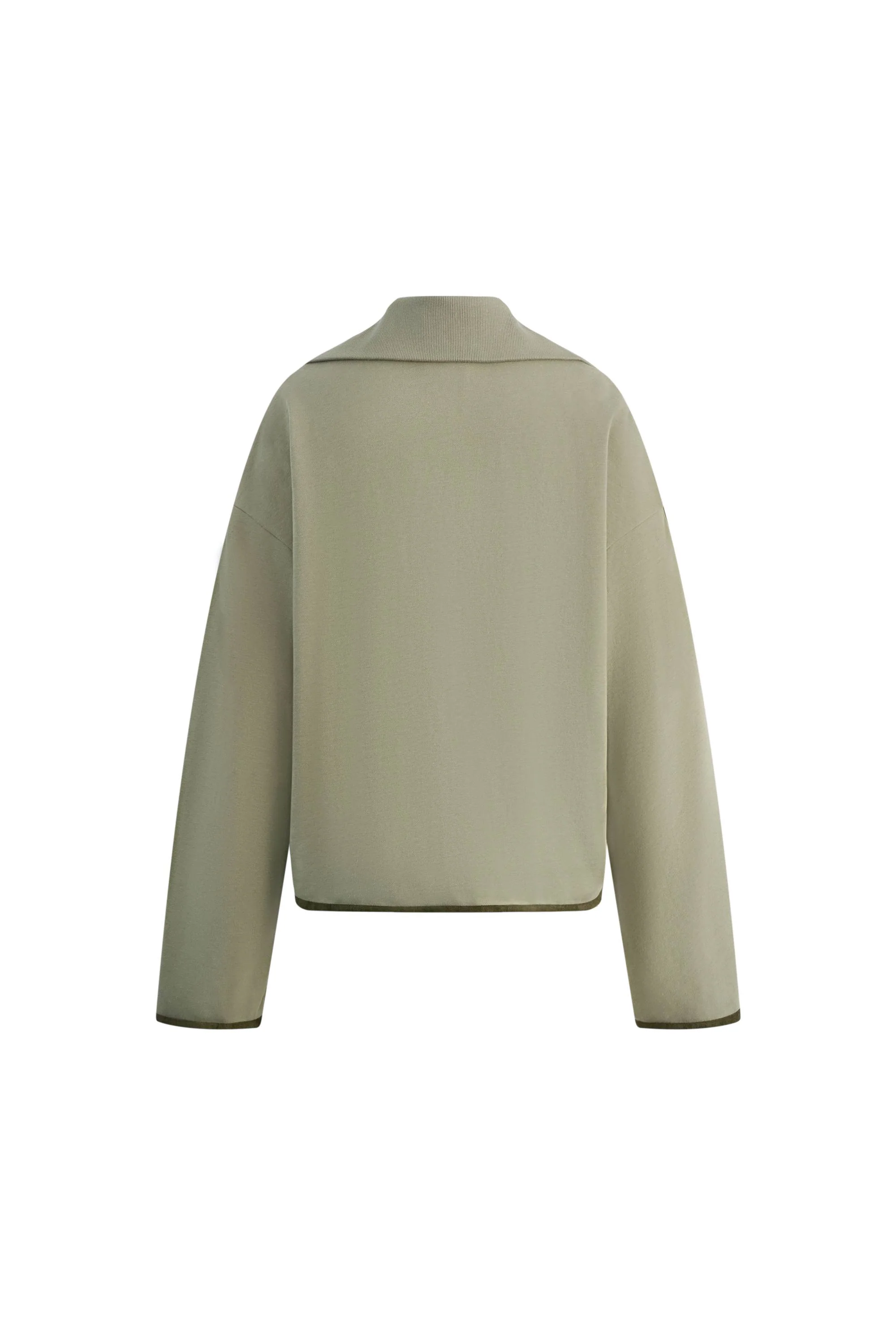 Jane Contrast Trimmed Lapel Zip Up Sweatshirt in Cotton - Image 9