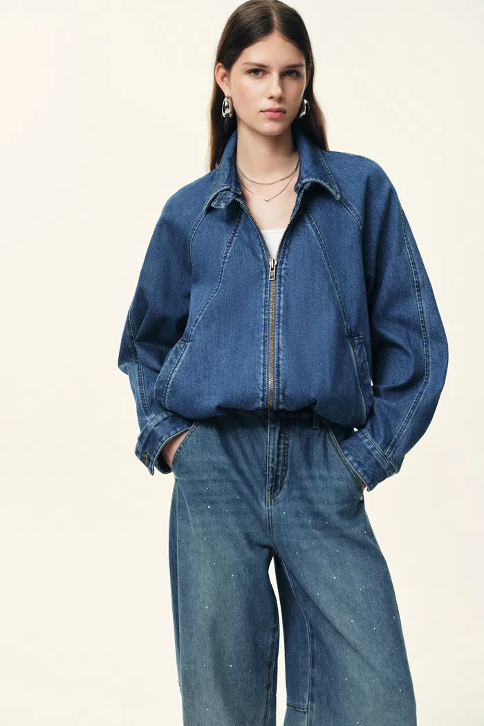 Janet 90s Inspired Ballon Jacket in Cotton Denim - Image 6