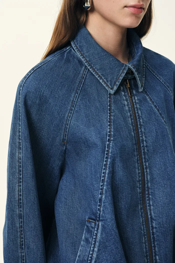 Janet 90s Inspired Ballon Jacket in Cotton Denim - Image 8