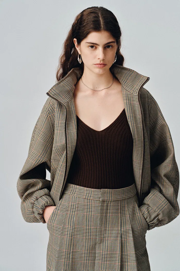 Javia Plaid Jacket in Prince of Wales Merino Wool - Image 2