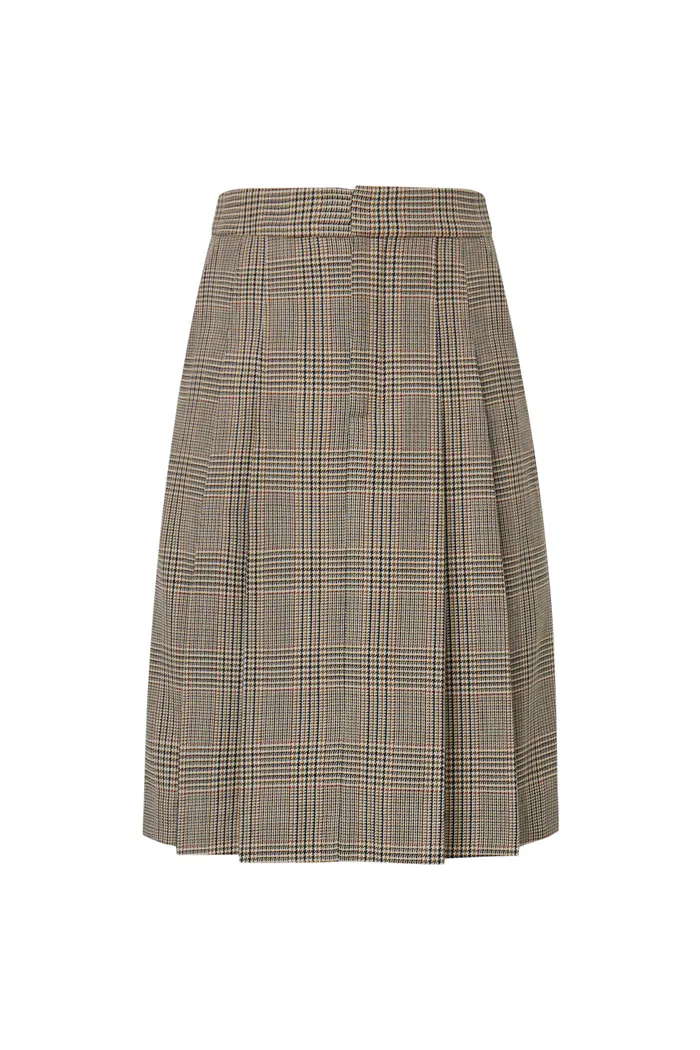 Javia Plaid Pleated Skirt in Prince of Wales Merino Wool - Image 12