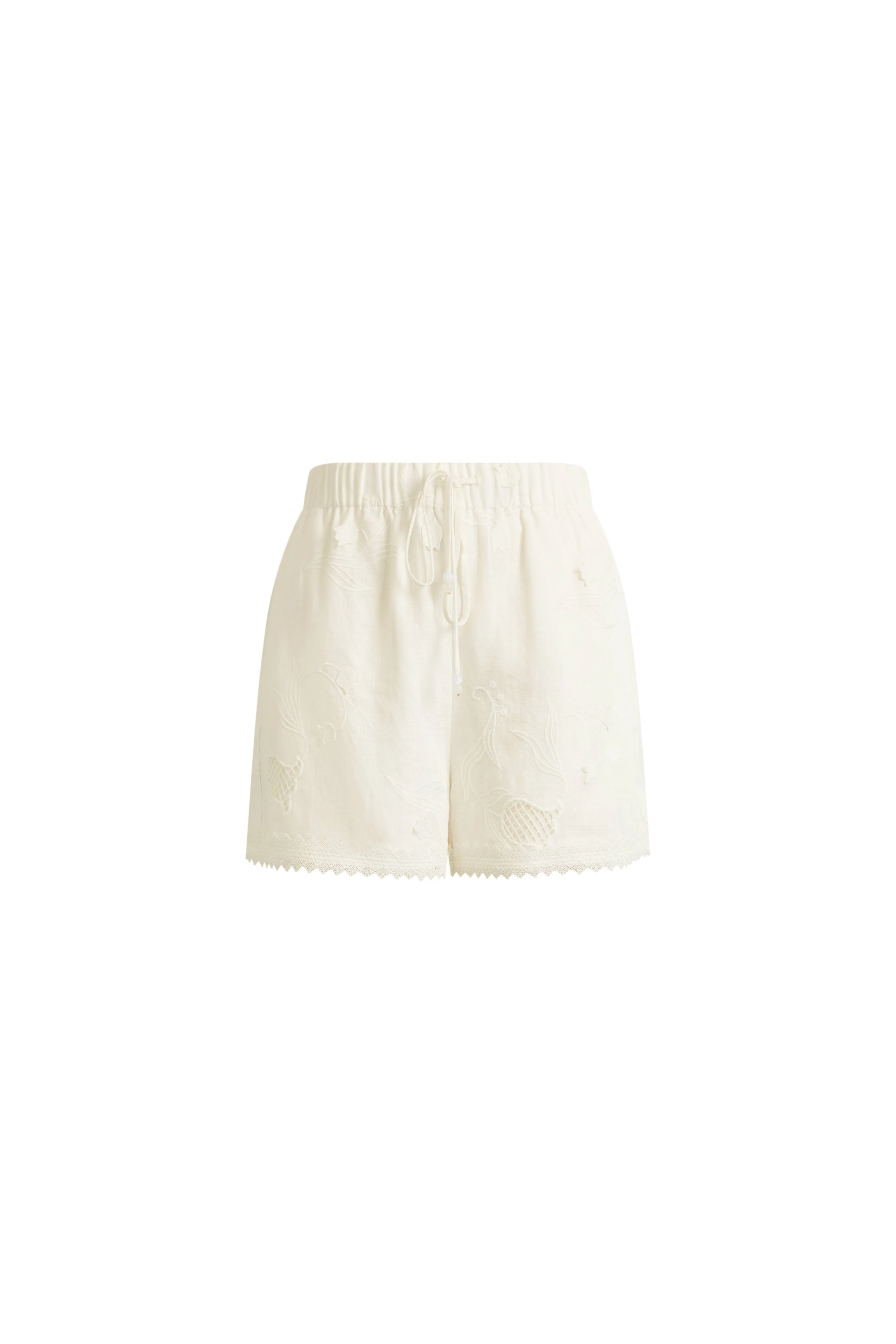 Jill Mesh Embroidered Shorts in Silk Linen Blend - Image 7