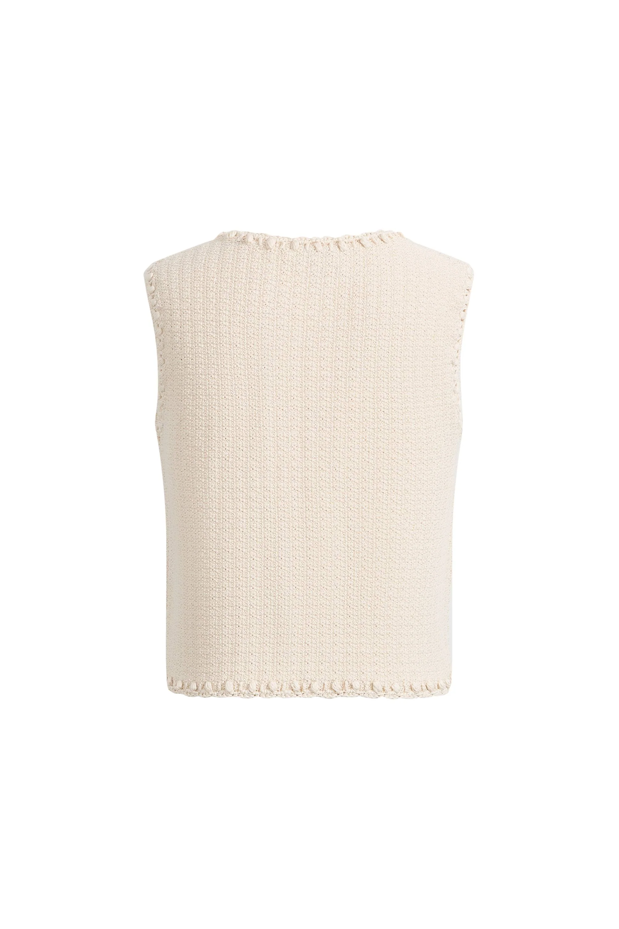 Jinelle Hand-crocheted Textured Sleeveless Vest Top in Cotton Knit - Image 7