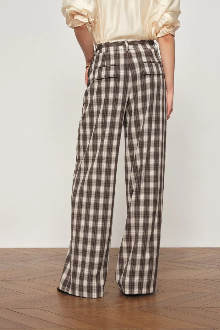 Joy Plaid Tie-Waist Straight Pants in Lightweight Plaid Fabric - Image 4