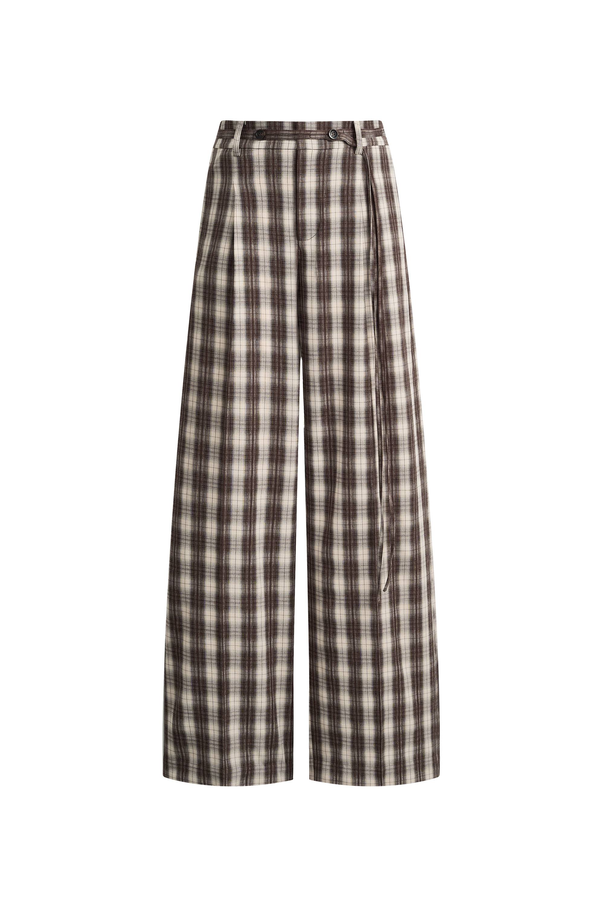 Joy Plaid Tie-Waist Straight Pants in Lightweight Plaid Fabric - Image 6
