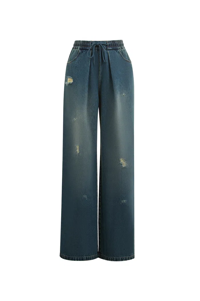 Judith Elastic Waist Jeans in Cotton Denim - Image 10