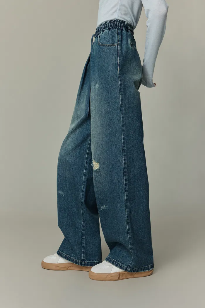 Judith Elastic Waist Jeans in Cotton Denim - Image 5