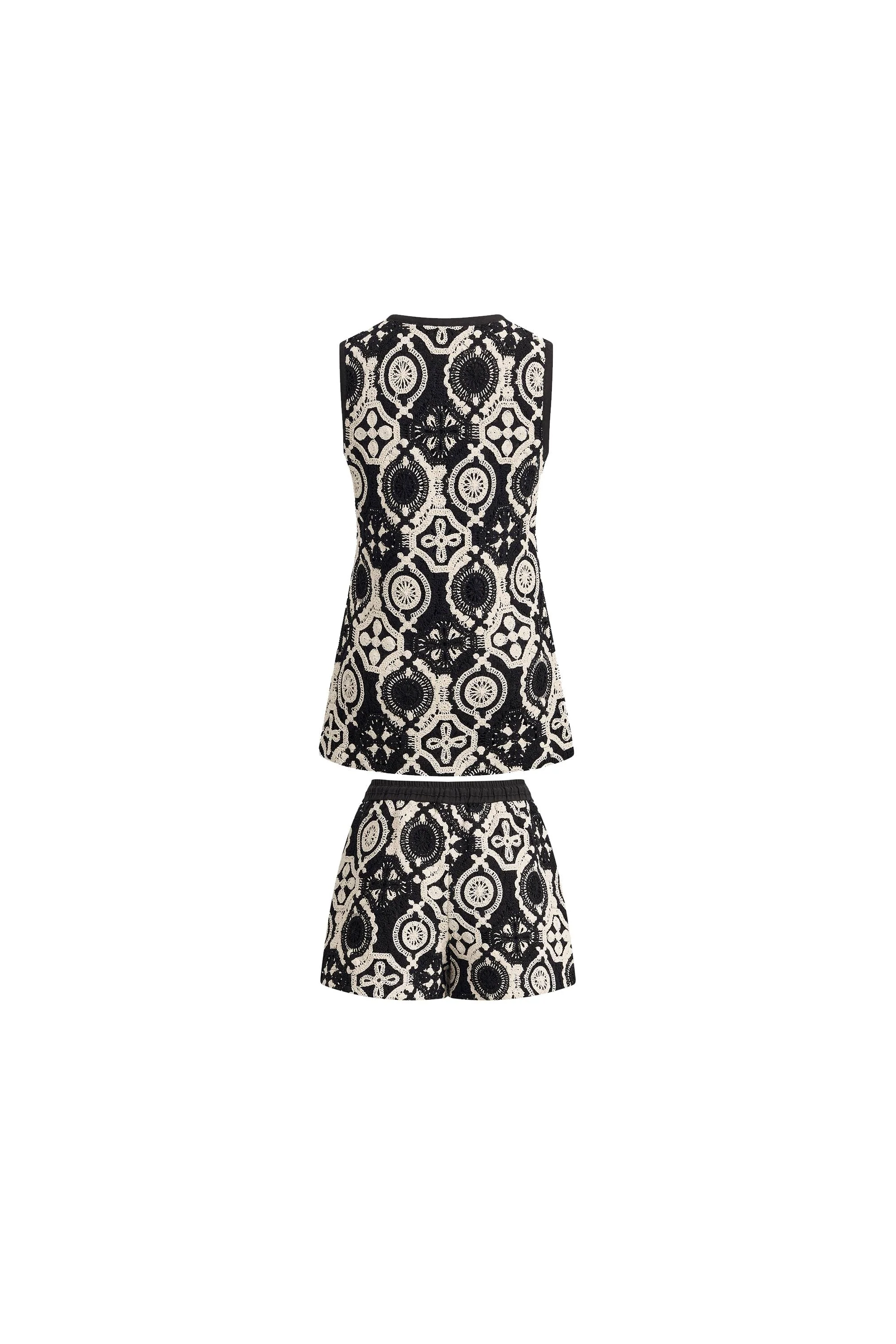 Juliet Crochet Longline Fitted Vest and Shorts Set in Cotton Yarn Blend - Image 11