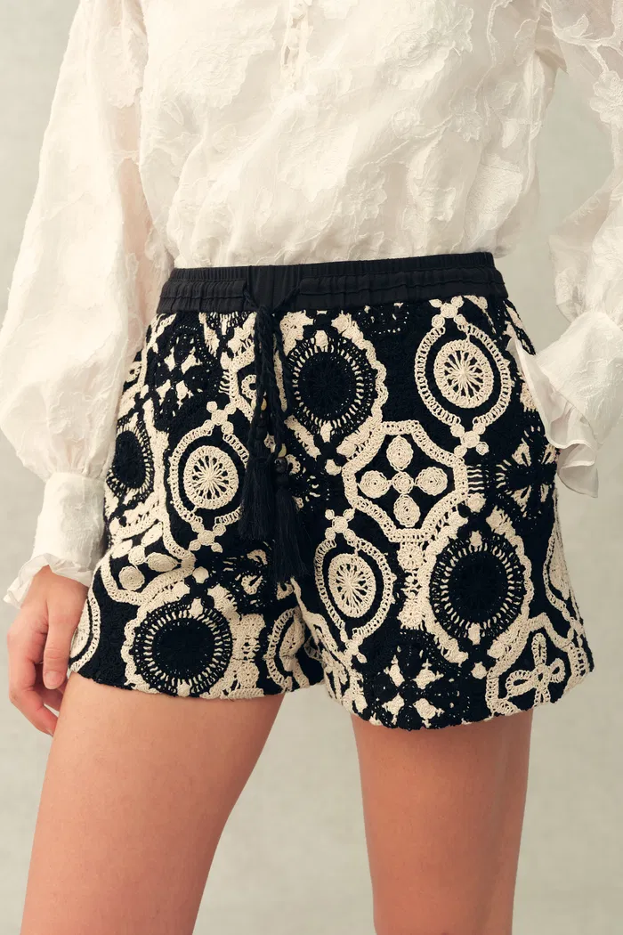 Juliet Crochet Longline Fitted Vest and Shorts Set in Cotton Yarn Blend - Image 7